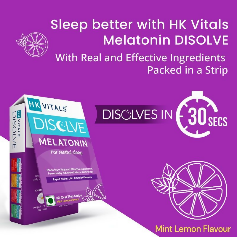 HK Vitals Disolve Melatonin Strips - Mint Lemon Flavour - Distacart