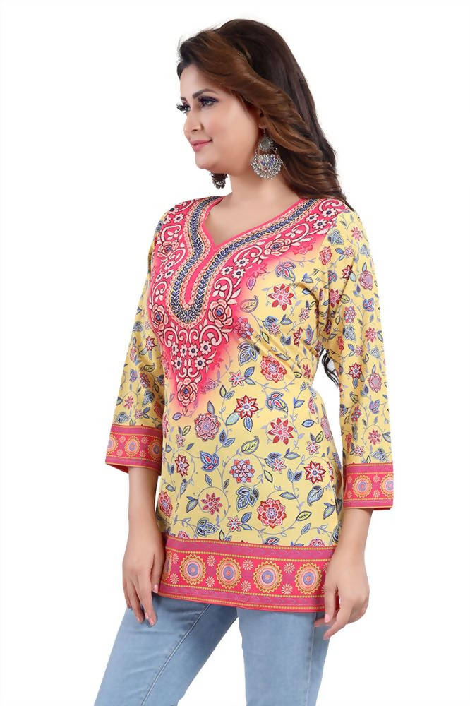 Snehal Creations Alluring Faux Crepe Printed Short Kurti Tunic