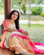 Thumbnail for DEIANA'S Beautiful Golden Jari with New Design Soft Lichi Silk Saree - White - Distacart