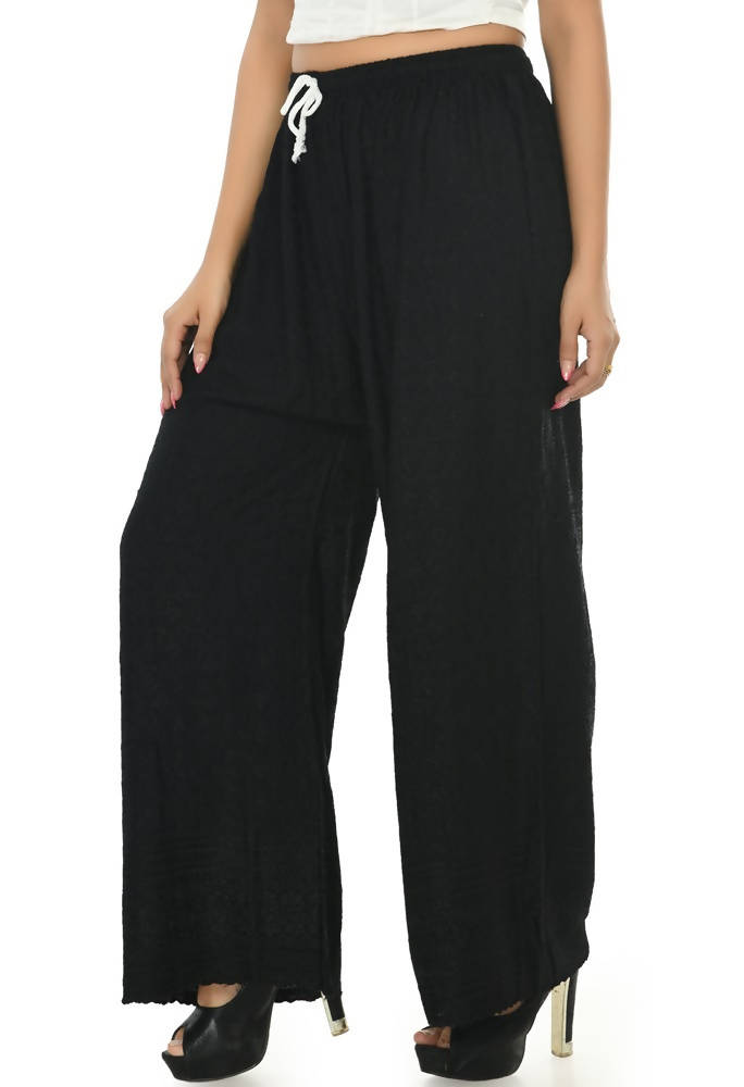 Mominos Fashion Moeza Reyon Cotton Black Chikan Work Palazzo