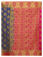 Thumbnail for Mimosa Kanchipuram Silk Navy Blue Saree - Distacart