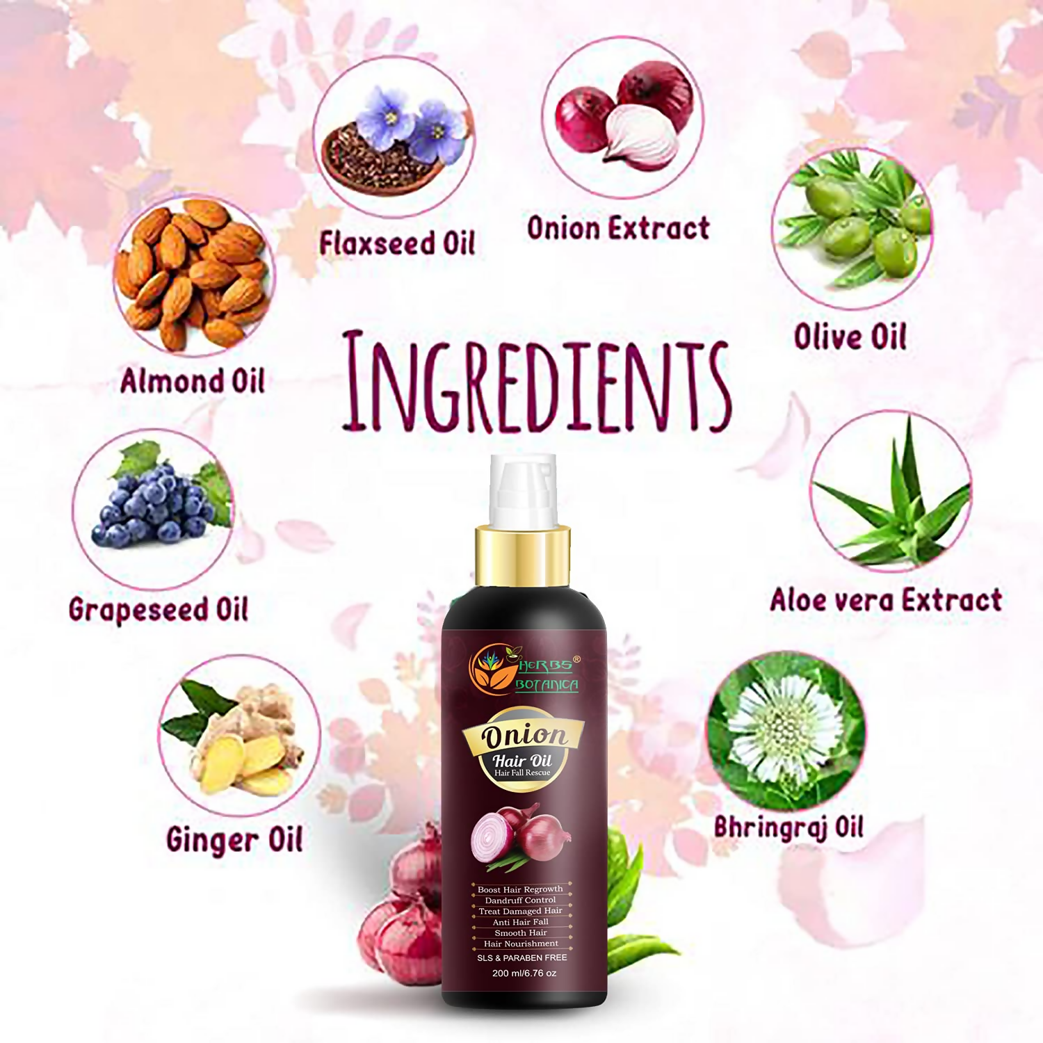 Herbs Botanica Red Onion Hair Oil - Distacart