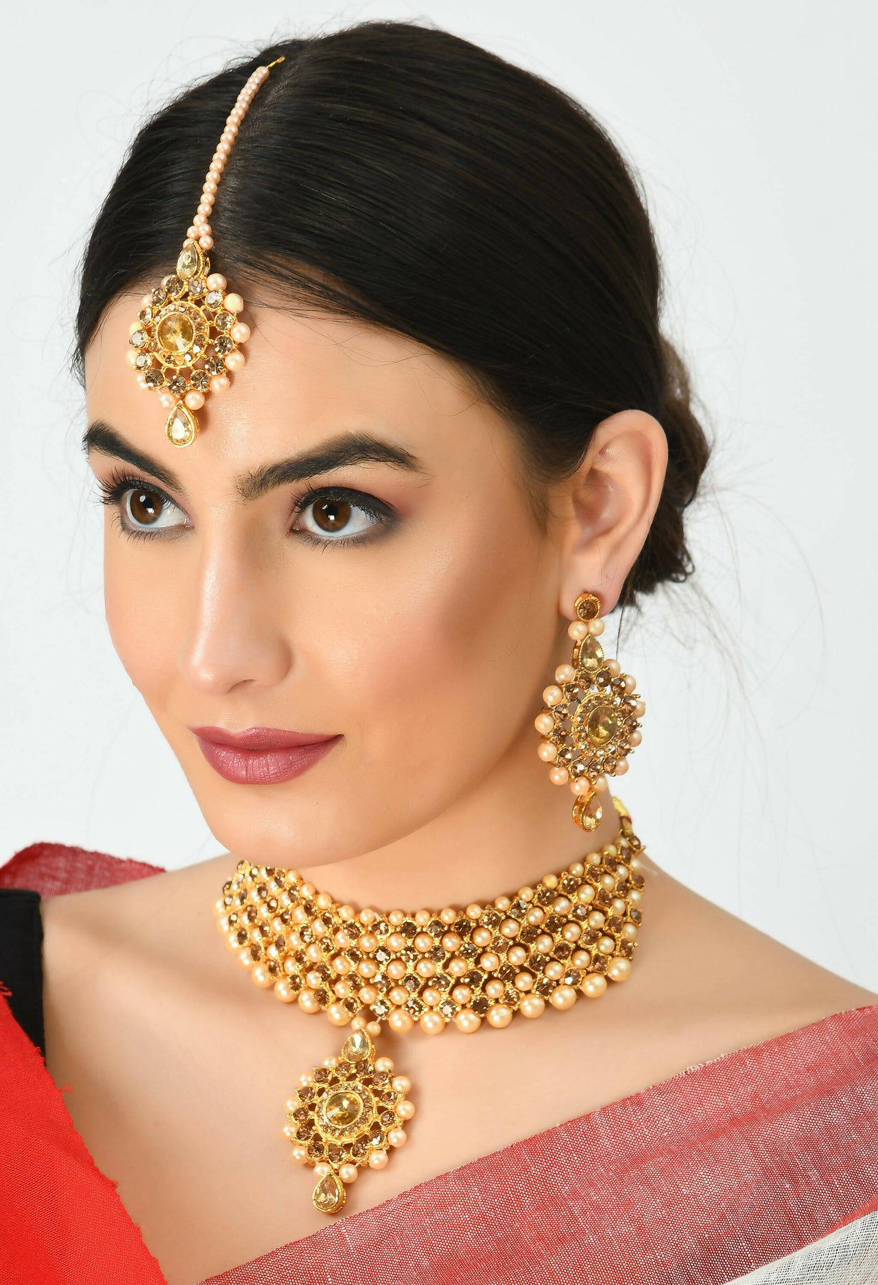 Mominos Fashion Johar Kamal Gold-Plated Brass Finish Kundan/Stone Choker For Women (Golden) - Distacart