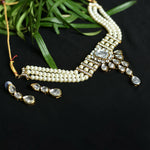 Thumbnail for Mominos Fashion Johar Kamal Gold-Plated Brass Finish Kundan/Stone Choker For Women (White) - Distacart