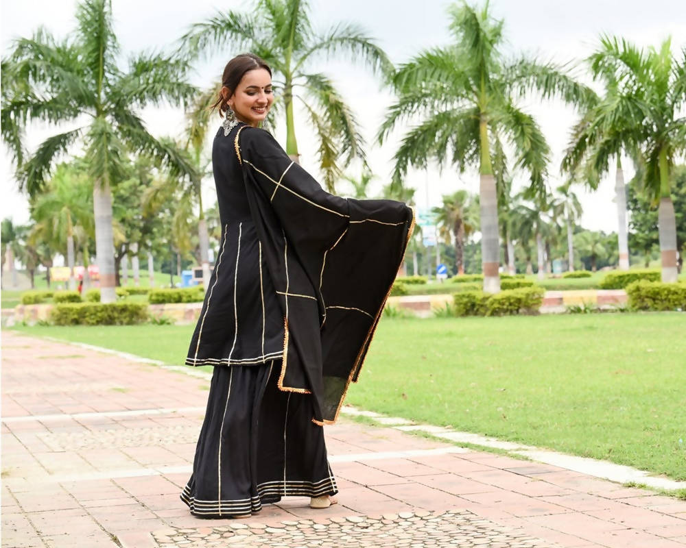 Cheera Black Sharara Kurta Dupatta set