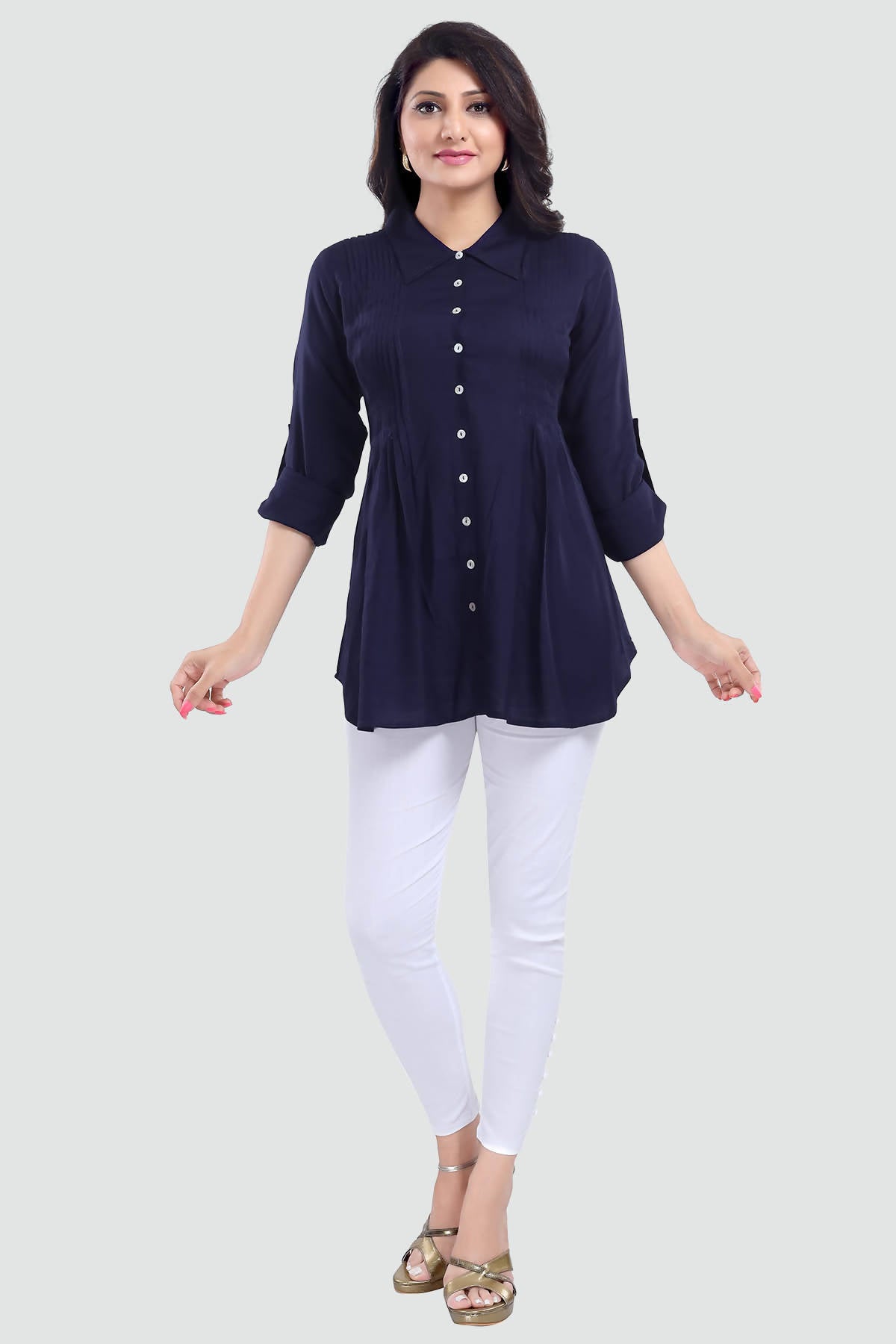 Snehal Creations Navy Blue Rayon Classy Tunic For Ultimate Look - Distacart