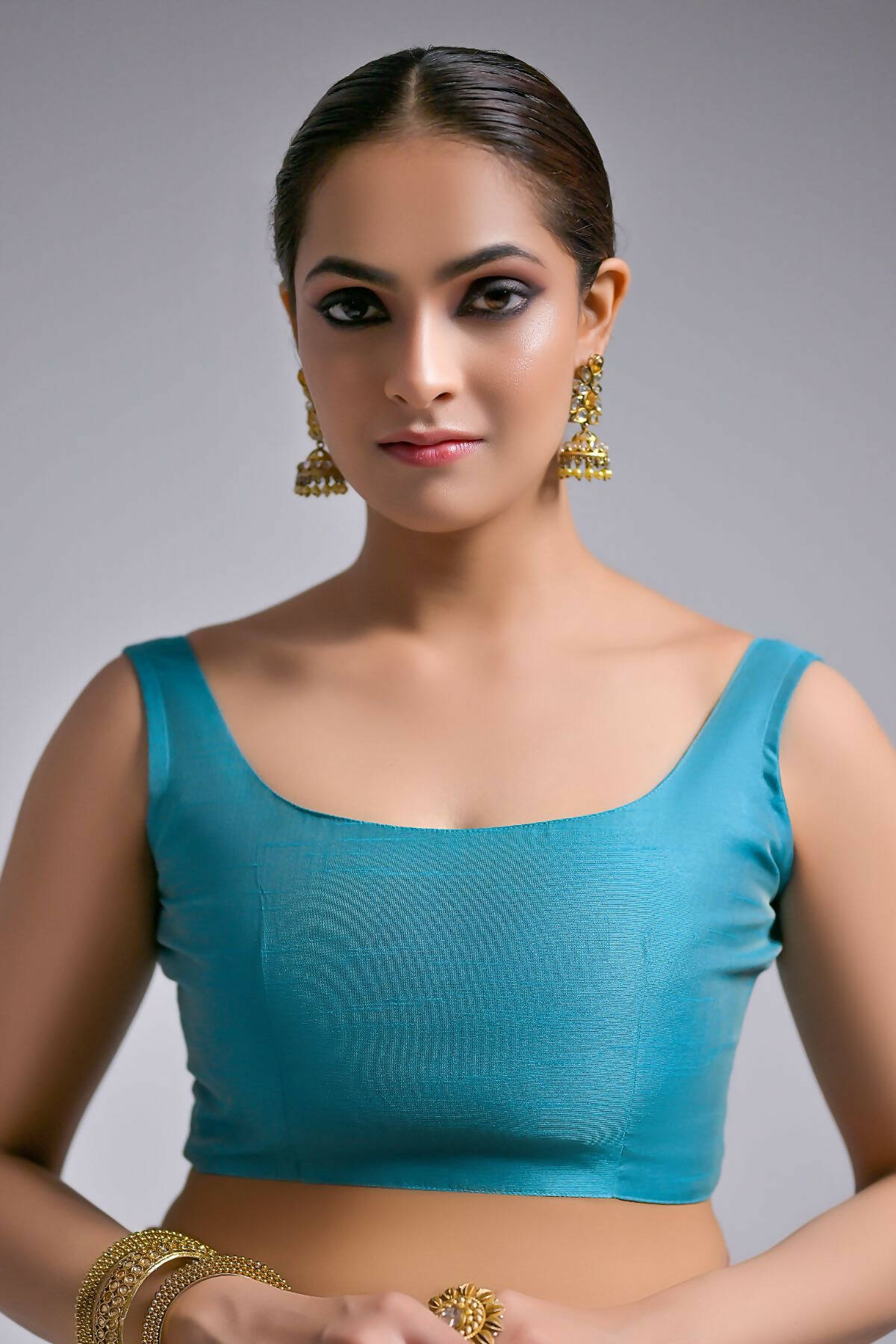 Vishnu Weaves Women's Firozi Handloom Raw Silk Woven Border Saree with Blouse - Distacart