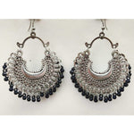Thumbnail for Half Moon Shape Party Wear Silver Color Black Color Glass Pearls Earrings