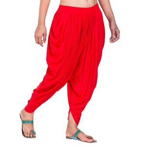 Asmaani Red Color Solid Dhoti Patiala