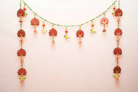 Thumbnail for Kundan HandiKrafts Lotus Thoranna Red With Side Hanging - Distacart
