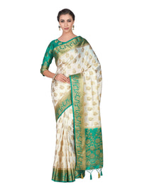 Thumbnail for Mimosa Women's Kanchipuram Silk Beige Saree - Distacart