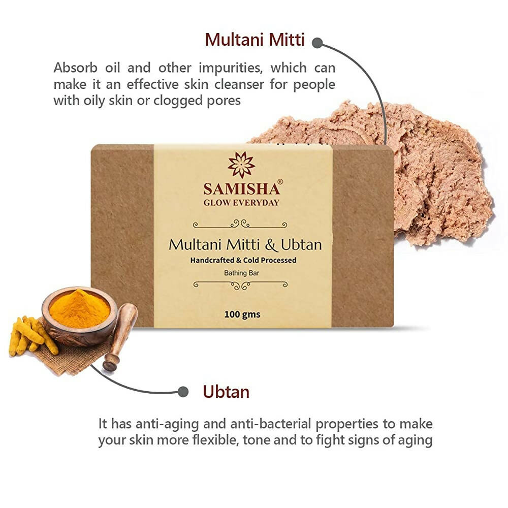 Samisha Organic Multani Mitti & Ubtan Skin Rejuvenating Bathing Bar - Distacart