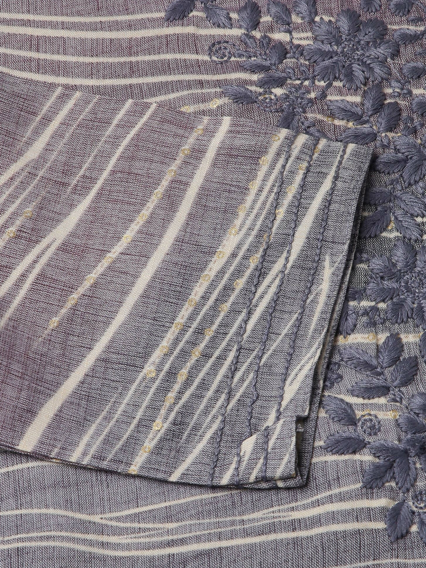 Grey Poly Rayon Stripe Printed Straight Fit Kurta - Prasuti - Distacart