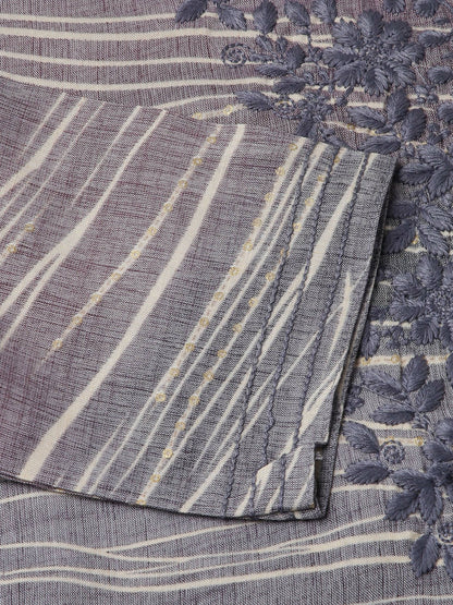 Grey Poly Rayon Stripe Printed Straight Fit Kurta - Prasuti - Distacart