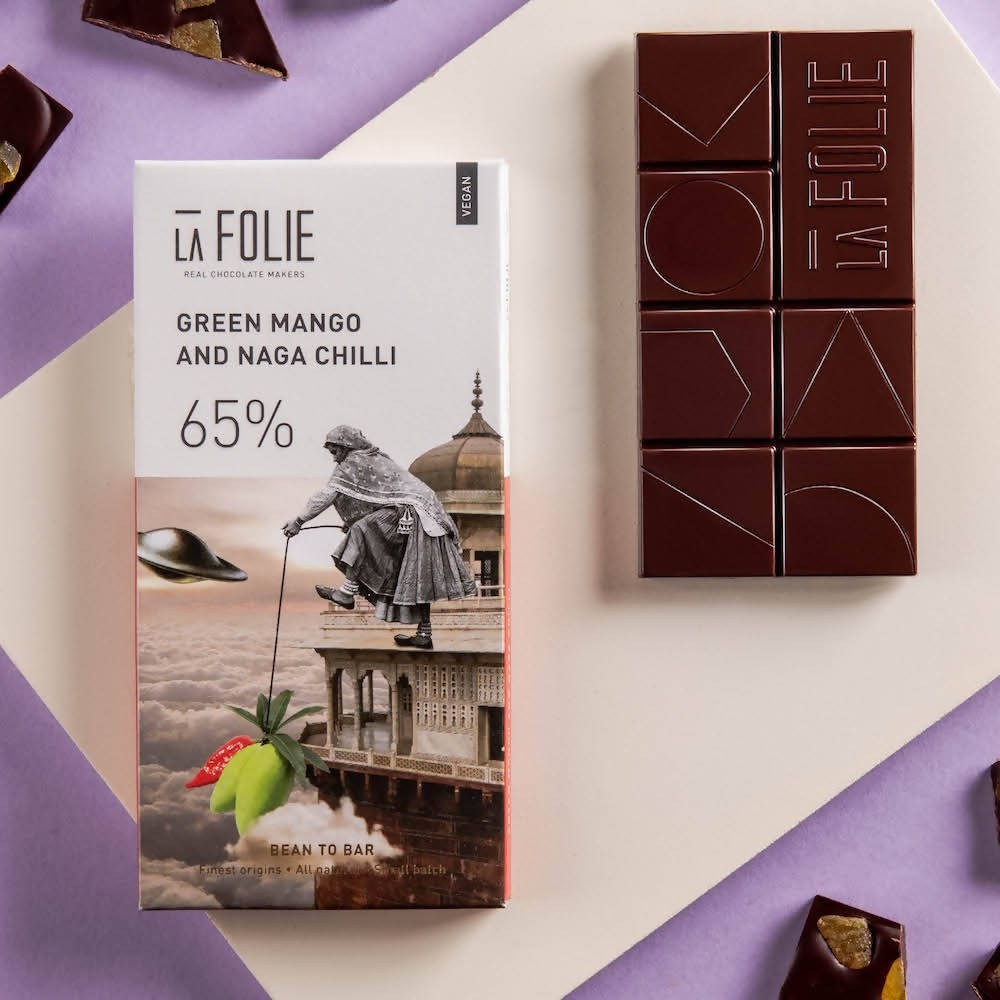 La Folie Green Mango And Naga Chilli Chocolate - Distacart