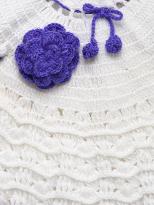 ChutPut Hand knitted Crochet Wool Dress - White - Distacart