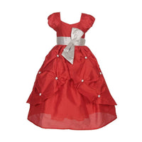 Thumbnail for Asmaani Baby Girl's Red Color Satin A-Line Maxi Full Length Dress (AS-DRESS_22014) - Distacart