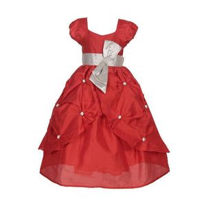 Asmaani Baby Girl's Red Color Satin A-Line Maxi Full Length Dress (AS-DRESS_22014) - Distacart