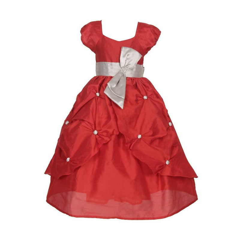 Asmaani Baby Girl&#39;s Red Color Satin A-Line Maxi Full Length Dress (AS-DRESS_22014) - Distacart
