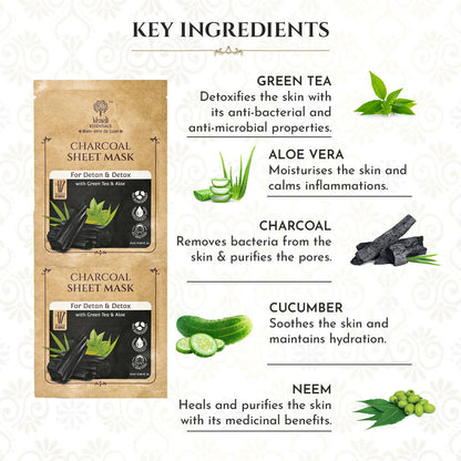 Khadi Essentials Charcoal Serum Sheet Mask - Distacart