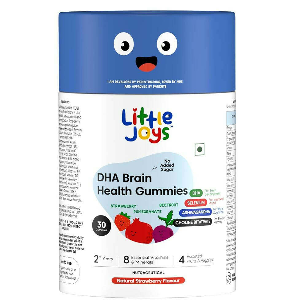 Little Joys DHA Brain Health Gummies for Kids (2-6 yrs)-No Added Sugar|Strawberry Flavor - Distacart