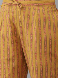 Thumbnail for Yufta Yellow Printed kurta with Trouser Dupatta Set