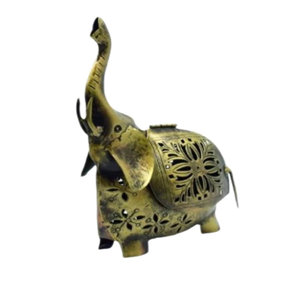 Puja N Pujari Elephant Design Metal Tealight Candle Holder