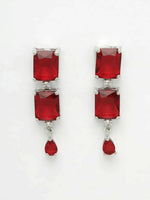 Thumbnail for NVR Women Silver Plated & Maroon Cz Stone Handcrafted Jewellery Set - Distacart