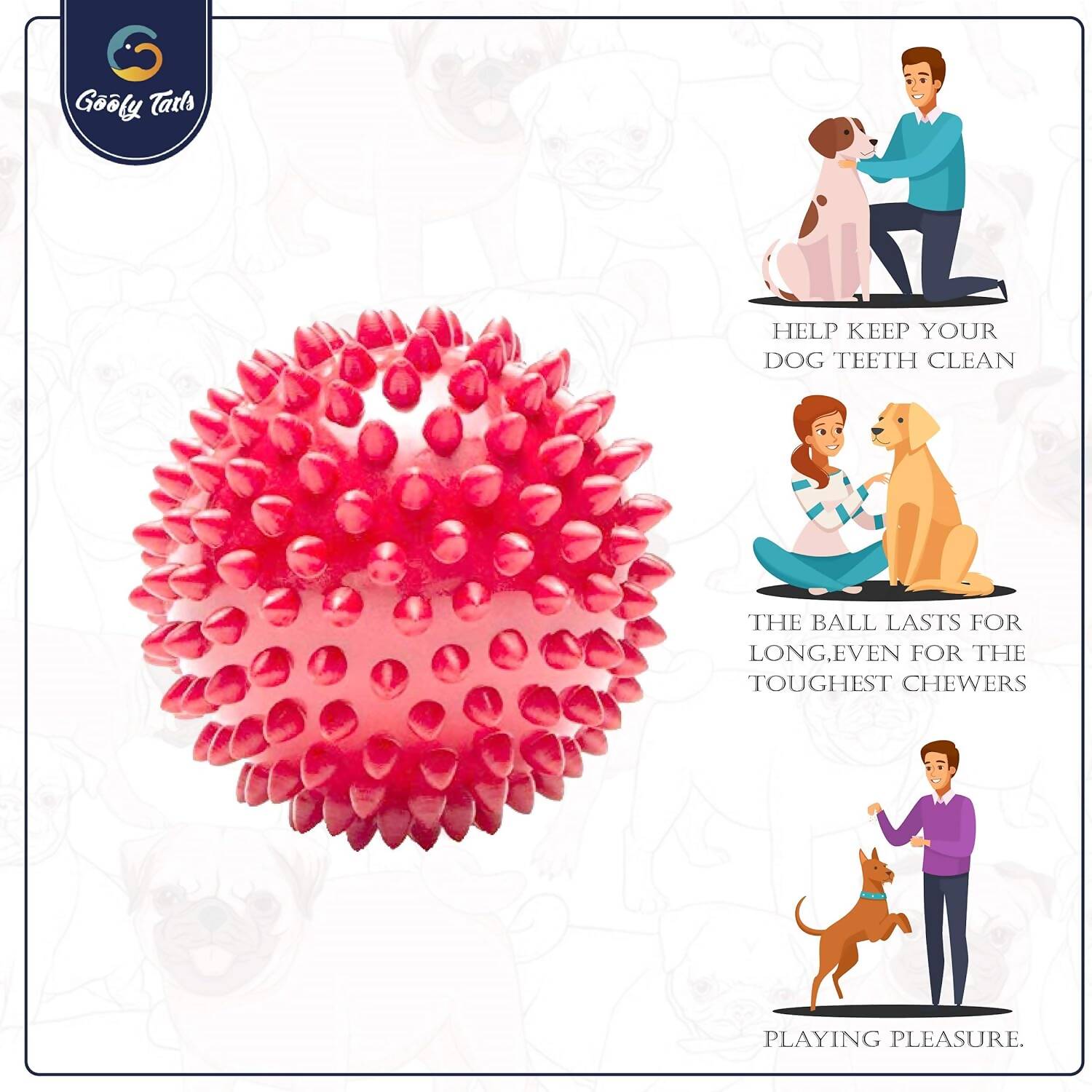 Goofy Tails Dog Ball Dog Toys Spiked Rubber Ball - Distacart