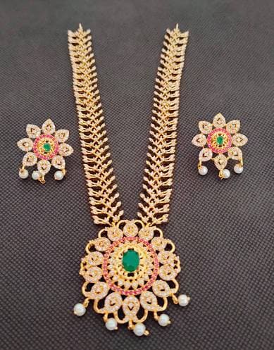 Multicolor AD Bridal Necklace Set