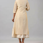 Thumbnail for Juniper Women Gold Chanderi Printed Layered Maxi Dress with Embroidered Yoke - Distacart