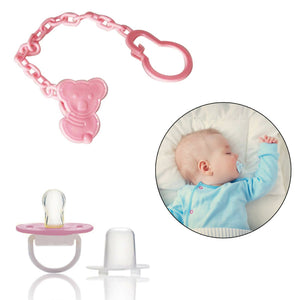 Safe-O-Kid Safe-O-Kid Animal Design Silicone Pacifier/Soother With Holder Chain And Clip, Pink - Distacart