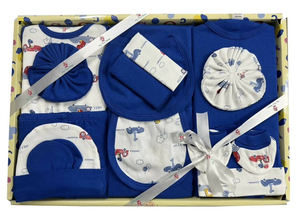 My Tiny Wear Full Sleeves New Born Baby Gift Set - Greyish Blue - Distacart