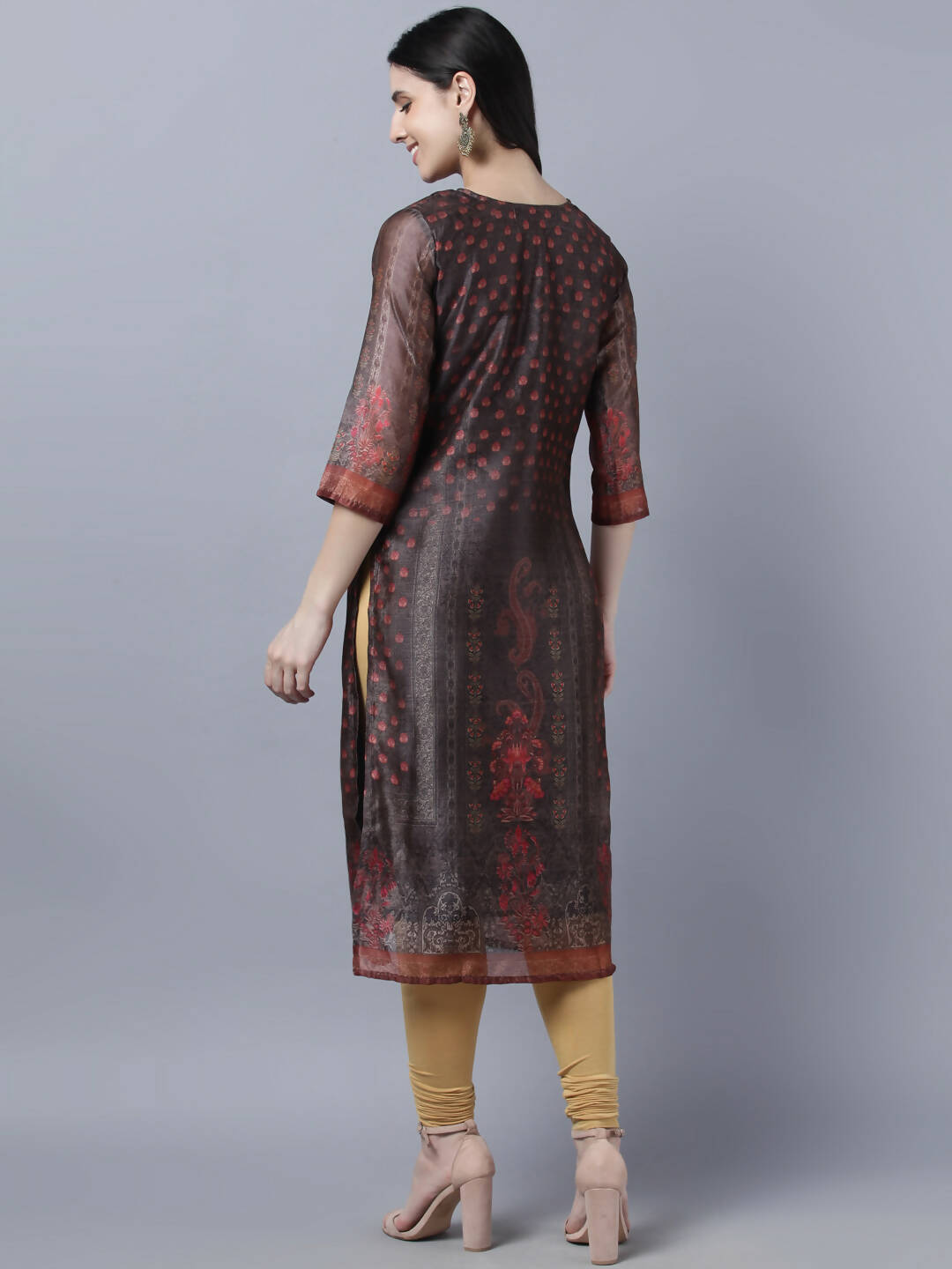 Myshka Women Multicoloured Ethnic Motifs Chanderi Silk Kurta - Distacart