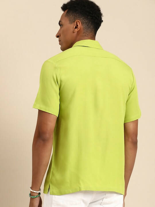 Green Men Rayon Comfort Opaque Casual Shirt - Mahotsav - Distacart