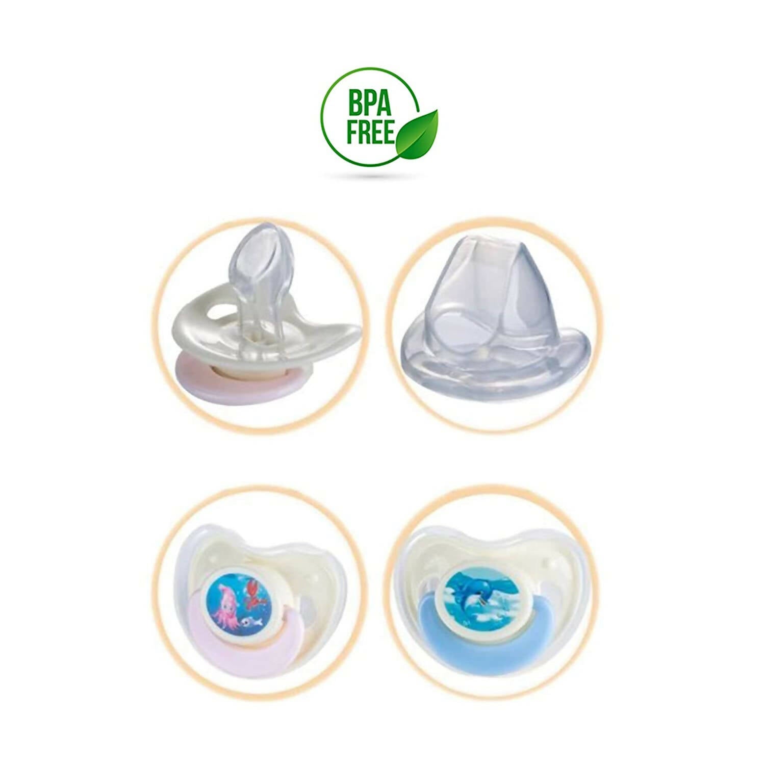 Safe-O-Kid Cartoon Design Silicone Pacifier/Soother With Holder Chain And Clip - Assorted - Distacart