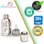 Thumbnail for Goodmunchkins Stainless Steel Feeding Rustfree Bottle with 2 Anti Colic Silicone Nipple For Kids 150ml - Distacart