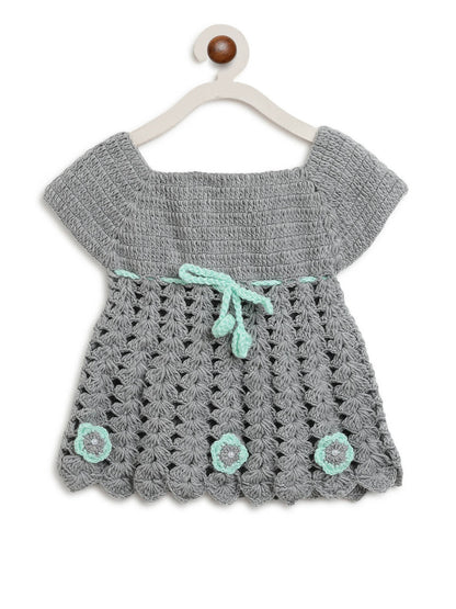 ChutPut Hand knitted Crochet Maharani Wool Dress - Green - Distacart