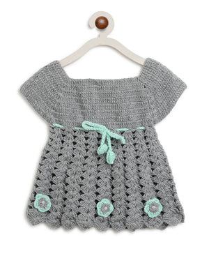 ChutPut Hand knitted Crochet Maharani Wool Dress - Green - Distacart