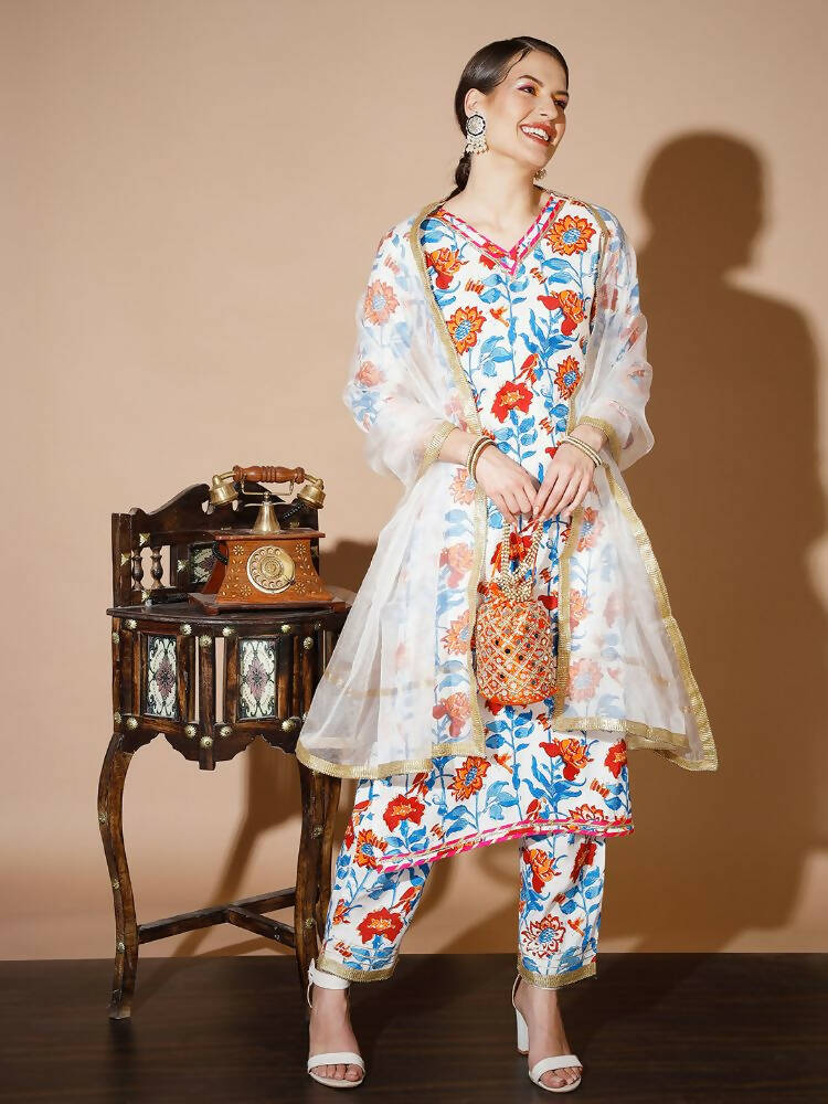 Myshka Women Multi Solid Kurta & Trousers With Dupatta - Distacart