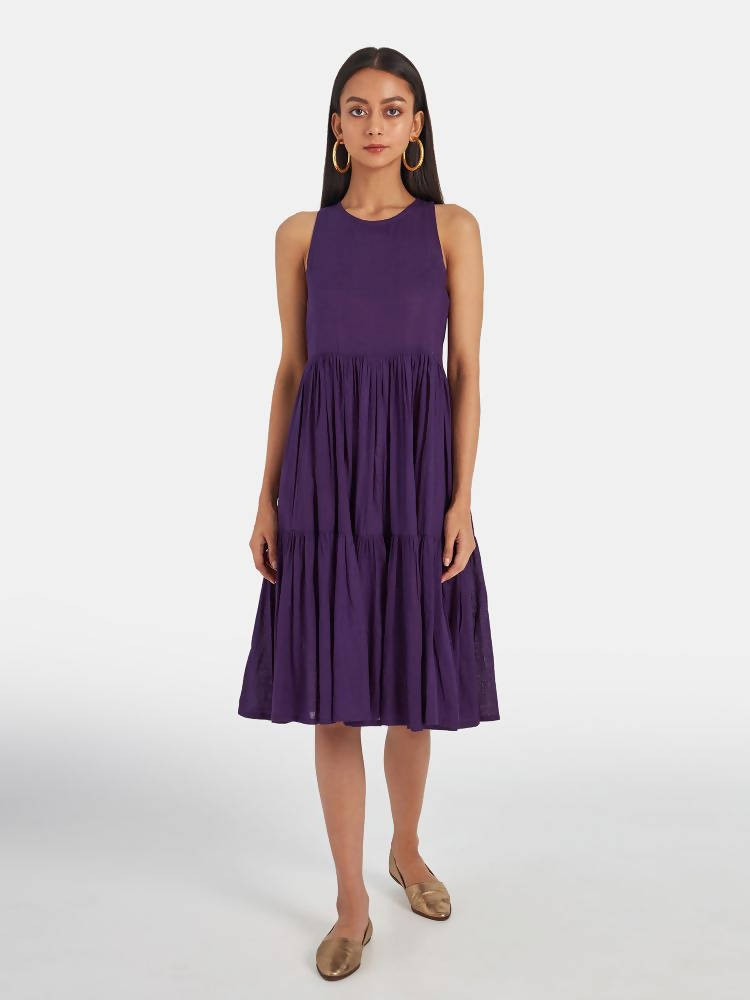 Suta Women's Purple Solid Fit and Flare Dress - Distacart