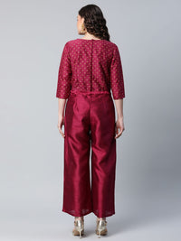Thumbnail for Ahalyaa Womens Burgundy crepe Printed Jumpsuit