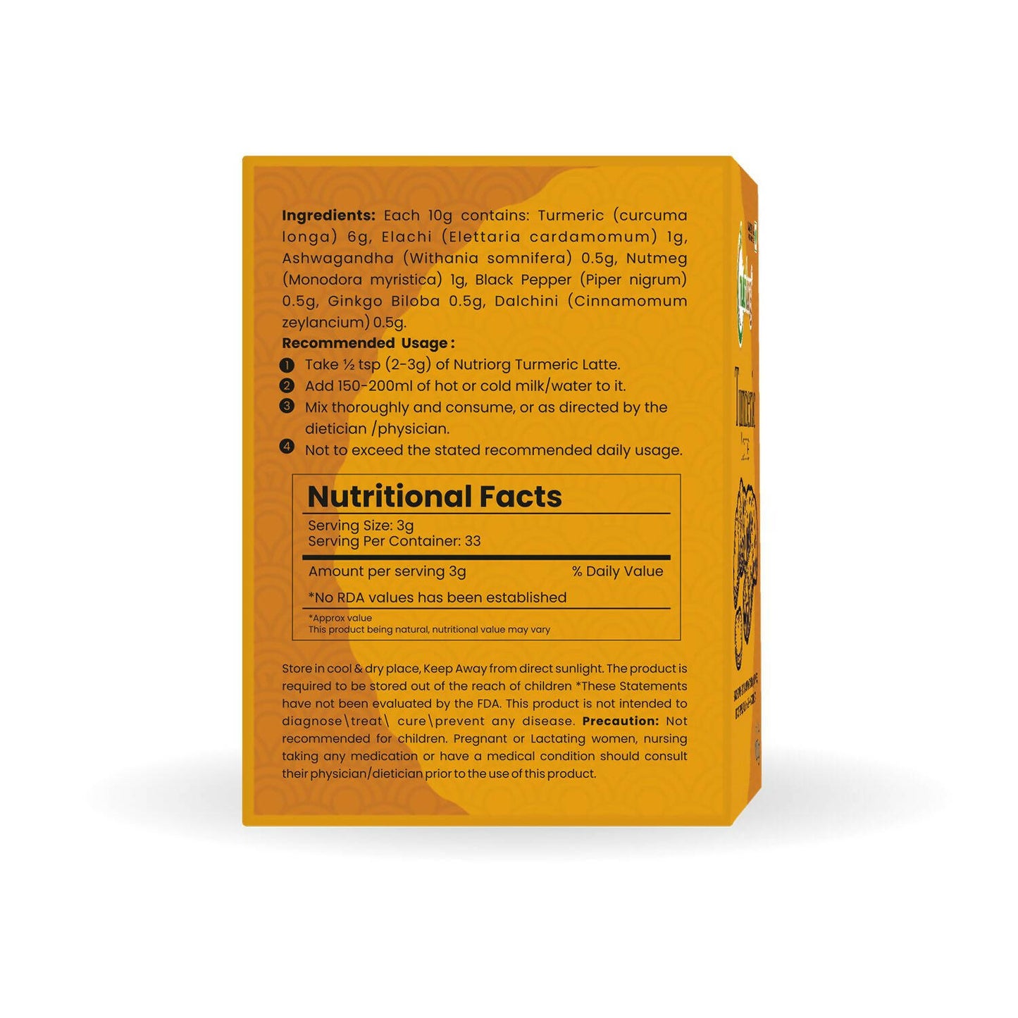 Nutriorg Certified Organic Turmeric Latte - Distacart