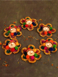 Thumbnail for Tied Ribbons Multi Set of 6 Diwali Decoartion Flower Tealight Candle Holder - Distacart