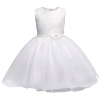 Thumbnail for Asmaani Baby Girl's White Colour Satin A-Line Maxi Full Length Dress (AS-DRESS_22091) - Distacart