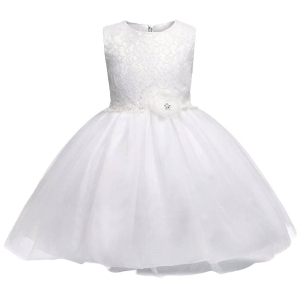 Asmaani Baby Girl's White Colour Satin A-Line Maxi Full Length Dress (AS-DRESS_22091) - Distacart