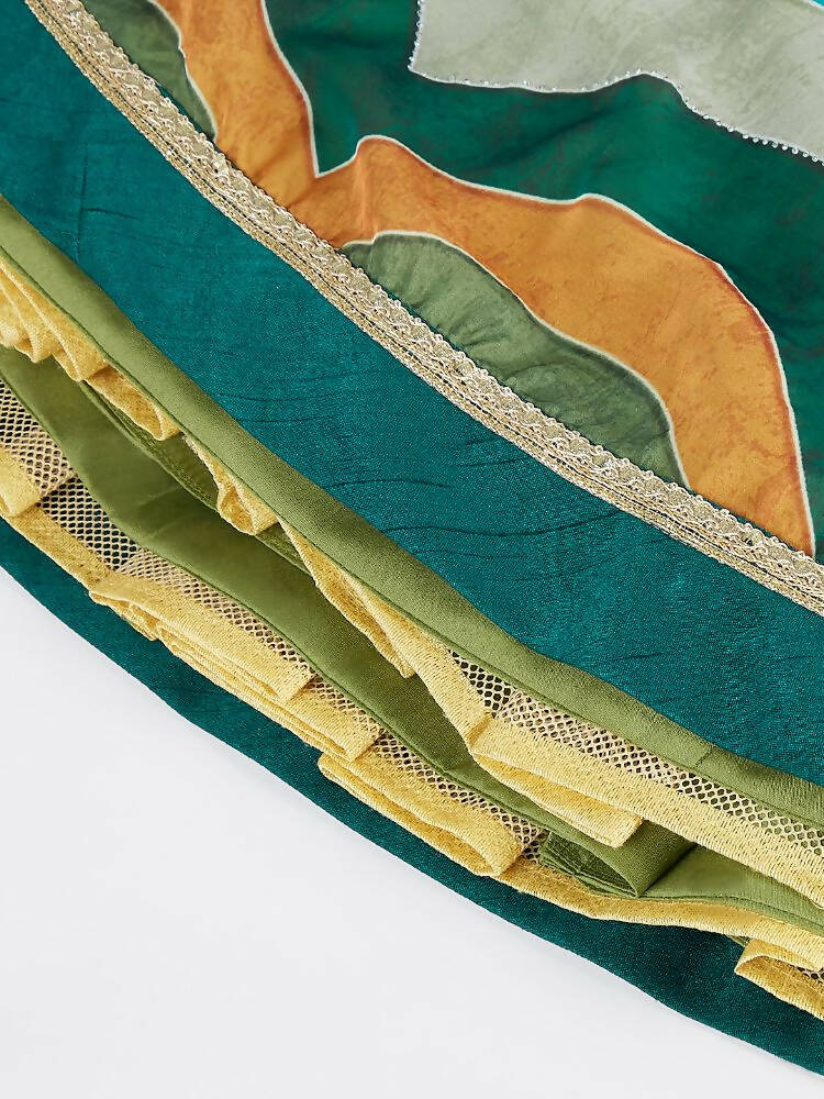 House of Panchhi Green Organza Siroski Stone Work Leheriya Print Lehenga Choli & Dupatta - Distacart