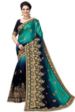 Thumbnail for Sarvadarshi Fashion Women's Blue Barfi Silk Heavy lace Embroidery work Saree With blouse piece