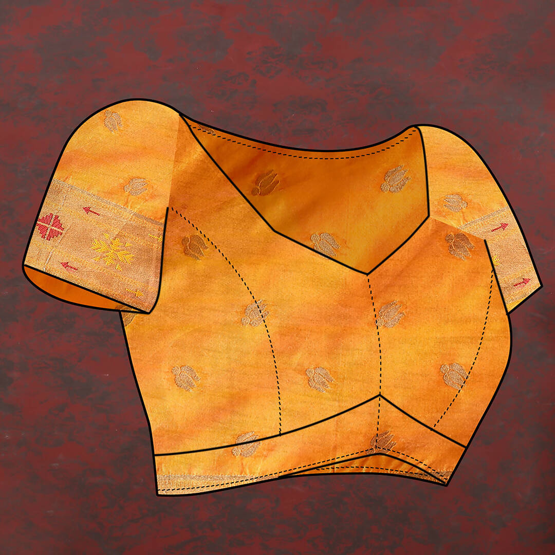 Lorenvalley Fashion Orange Soft Paithani Silk Woven Design Gold Zari Meenakari Weaving Saree - Distacart