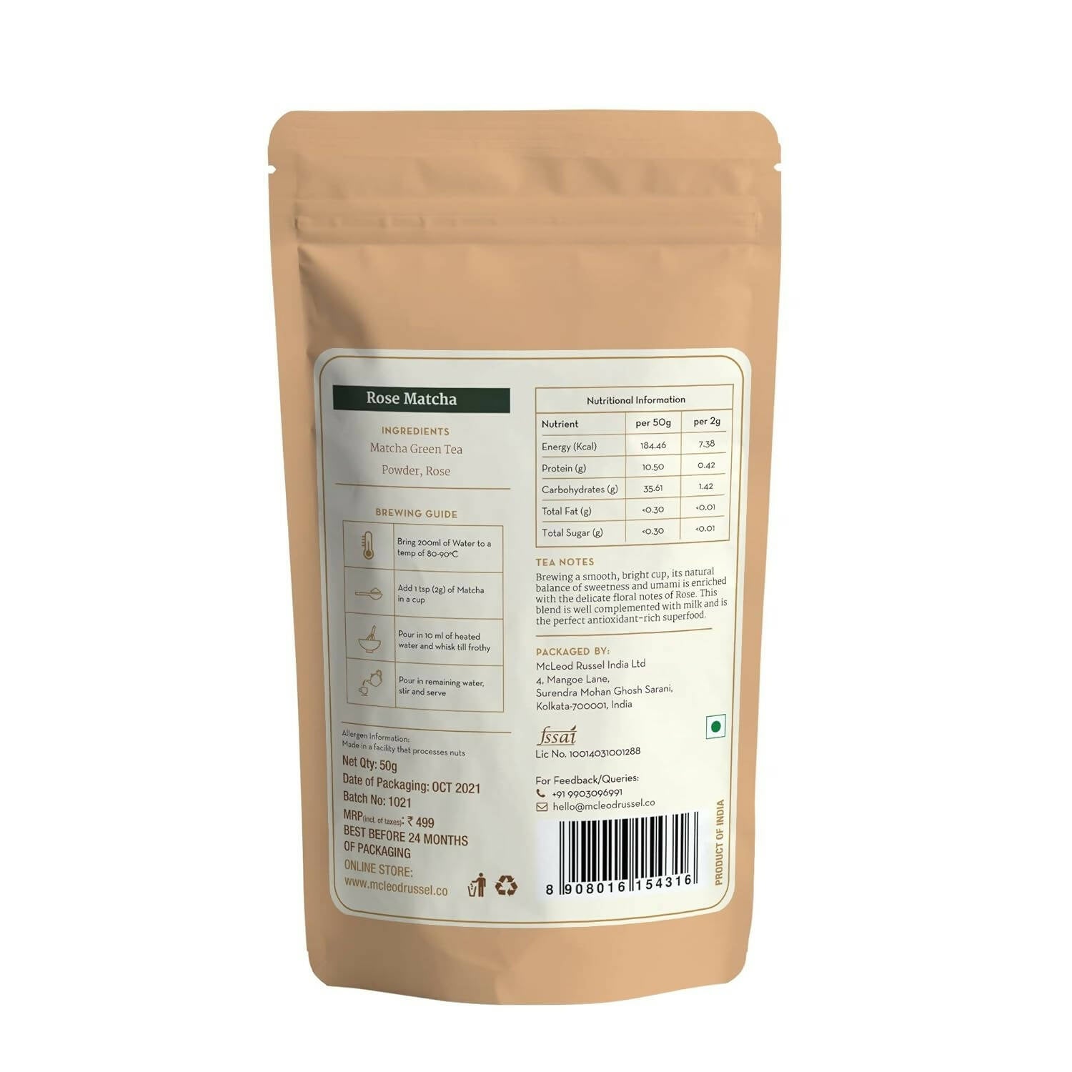 McLeod Russel 1869 Rose Matcha - 100% Pure Japanese Matcha Green Tea - Distacart